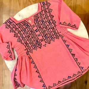 6-12m Pink Chicken Drews Embroidered Multicolor